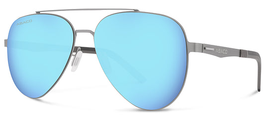 Abaco Daytone Silver Stainless Steel Sunglass Polarized Caribbean Blue Mirror Lens Side