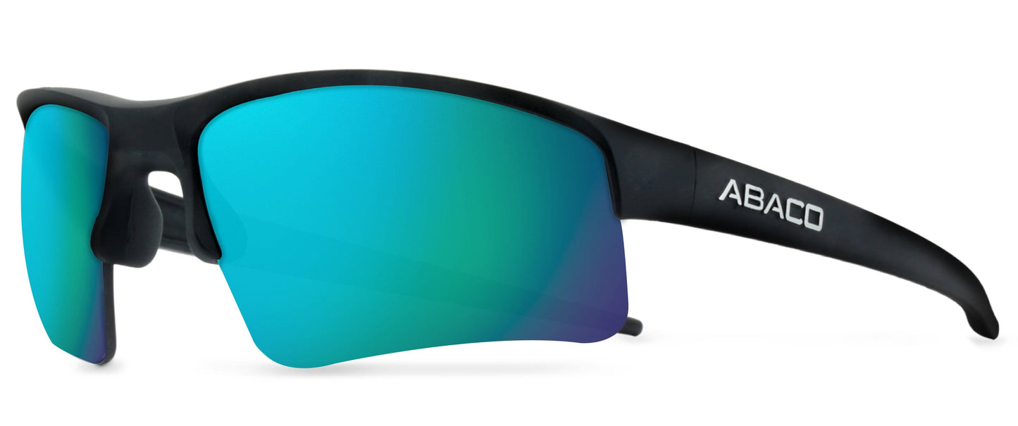 Abaco Forty Four Black Sunglass Polarized Ocean Mirror Lens Side