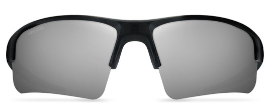 Abaco Forty Four Black Sunglass Polarized Silver Flash Mirror Lens Side